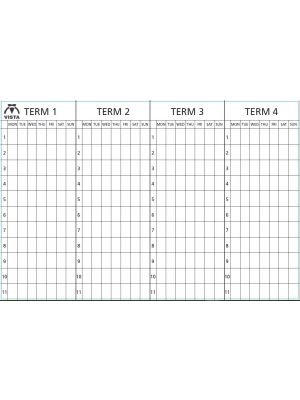 4 Term Mon-Sunday Lines & Letters Black (4 Column of Numbers) Term Headings Black